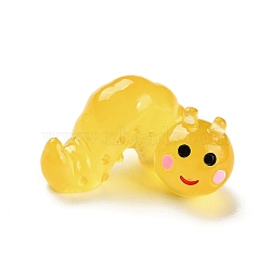 Luminous Resin Worm Ornament, Glow in The Dark, Micro Landscape Garden Decoration, Gold, 13x25x20mm(DJEW-R011-01B-06)