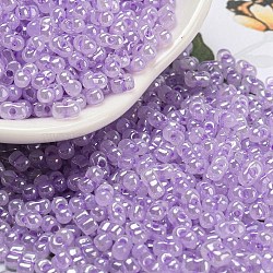 Ceylon Glass Seed Beads, Peanut, Lilac, 4~4.5x2~2.5x2~2.5mm, Hole: 0.8~0.9mm, about 10000pcs/pound(SEED-K009-02B-30)