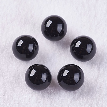 Natural Black Onyx Beads, Gemstone Sphere, Undrilled/No Hole, Dyed, Round, 10mm