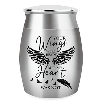 Column Mini Stainless Steel Urn for Human Pet Ashes, Small Cremation Urn, Memorial Keepsake Ash Holder, Wing, 30x40mm