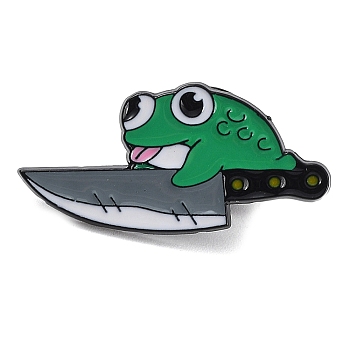 Cartoon Magic Frog Enamel Pins, Black Alloy Brooch for Backpack Clothes, Knife, 14x30x1mm