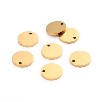 Ion Plating(IP) 304 Stainless Steel Charms, Polished, Stamping Blank Tag, Laser Cut, Flat Round, Golden, 8x1mm, Hole: 0.8mm
