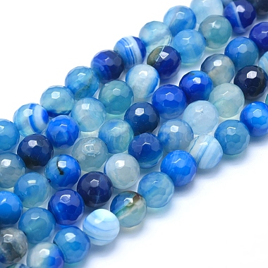 8mm Blue Round Natural Agate Beads