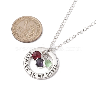 Glass and Alloy Round With Word Forever In My Heart Pendant Necklace(NJEW-JN04697-03)-4