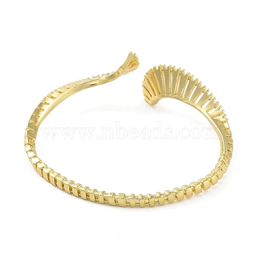 Snake Shape Brass Micro Pave Cubic Zirconia Cuff Bangles(BJEW-D039-07G)-3