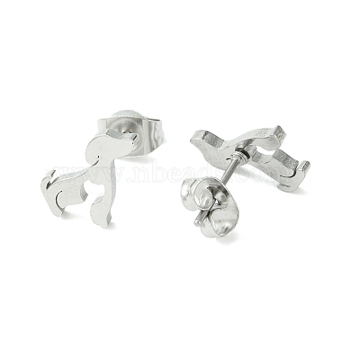 Boucles d'oreilles à tige en acier inoxydable anti-ternissement avec un joli petit animal 304(EJEW-B041-02A-P)-2