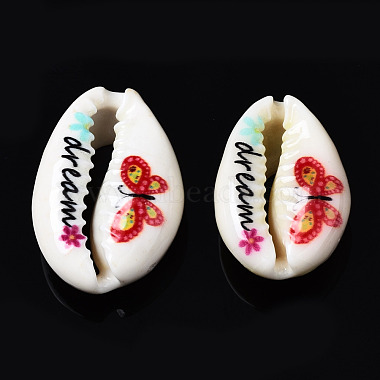 Printed Natural Cowrie Shell Beads(SSHEL-N032-31)-2