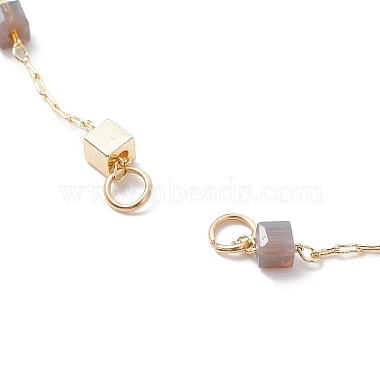 Handmade Brass Cube Beaded Link Chain Bracelet Making(AJEW-JB01150-40)-2