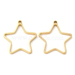 304 Stainless Steel Open Back Bezel Star Pendants, For DIY UV Resin, Epoxy Resin, Pressed Flower Jewelry, Real 18K Gold Plated, 32x30x3mm, Hole: 2.2mm, Inner Diameter: 23x28mm(STAS-Z040-01G)
