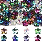 80Pcs 8 Colors Electroplate Glass Charms, Faceted, Star, Mixed Color, 13x13.5x7mm, Hole: 1.2mm(GLAA-YW0005-66)