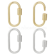 4Pcs 2 Colors Brass Screw Carabiner Lock Charms, for Necklaces Making, Oval, Mixed Color, 25.5x14x2mm, Screw: 6.5x4.5mm, 2pcs/color(KK-UN0002-03)