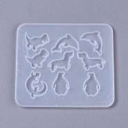 Silicone Molds, Resin Casting Molds, For UV Resin, Epoxy Resin Jewelry Making, Mixed Shapes, Dolphin & Dinosaur & Dog & Penguin & 
Chameleon, White, 109x96x4mm(DIY-F041-03D)