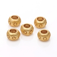 Brass Beads, Long-Lasting Plated, Matte Style, Flat Round, Real 18K Gold Plated, 6x3.5mm, Hole: 3mm(KK-G390-15MG)