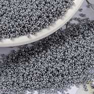 MIYUKI Round Rocailles Beads, Japanese Seed Beads, (RR443) Opaque Gray Luster, 15/0, 1.5mm, Hole: 0.7mm, about 5555pcs/10g(X-SEED-G009-RR0443)