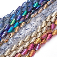 Electroplate Glass Beads Strands, Faceted, Twisted Teardrop, Mixed Color, 13.5x8x5.5mm, Hole: 1mm, about 50pcs/strand, 26.38 inch(67cm)(EGLA-L010-M)
