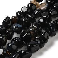 Natural Black Agate Beads Strands, Dyed & Heated, Nuggets, Tumbled Stone, Black, 6.5~13x10~13x1.5~11mm, Hole: 1.6mm, about 22pcs/strand, 7.20~7.72''(18.3~19.6cm)(G-H295-B01-15)