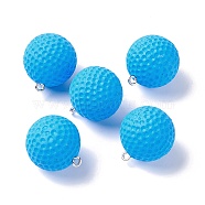 Plastic Pendants, with Platinum Tone Iron Loops, Uneven Tennis and Rugby, Sky Blue, 23x20mm, Hole: 2mm(KY-M002-01F)