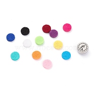 304 Stainless Steel Magnetic Diffuser Locket Aromatherapy Essential Oil Buckle, with Perfume Pad, Perfume Button for Face Mask, Flat Round with Leaf, Mixed Color, 12x4.5mm(AJEW-M027-10P)