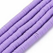 Handmade Polymer Clay Bead Strands, Heishi Beads, Disc/Flat Round, Lilac, 6x0.5~1mm, Hole: 2mm, about 320~447pcs/strand, 15.74 inch~16.92 inch(CLAY-T002-6mm-57)