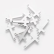304 Stainless Steel Links connectors, Sideways Cross, Stainless Steel Color, 20x10x1mm, Hole: 1mm(STAS-Q201-T125)