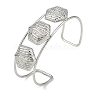 Non-Tarnish 304 Stainless Steel Wide Textured Open Cuff Bangles, Hexagon, 2-1/2~2-3/4 inch(6.5~7cm)x1-7/8 inch(4.7cm)(BJEW-Q348-05P-02)