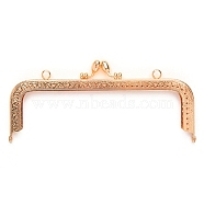 Alloy Kiss Lock Purse Frame Handle, with Keychain Finding, for Coin Purse Making, Rose Gold, 9x20.5cm(PW-WG16402-07)