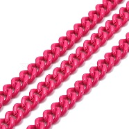 Spray Painted Brass Curb Chain, Twisted Chain, with Spool, Unwelded, Cerise, 6x5x2mm, 32.8 Feet(10m)/roll(CHC-H103-04C)