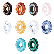 10Pcs 10 Styles Natural & Synthetic Gemstone Pendants, Donut/Pi Disc Charm, Mixed Dyed and Undyed, 18x4.5~5.5mm, Hole: 5.5mm, 1pc/style(G-NB0003-91)