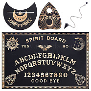 Witch Craft Sets, including Wooden Pendulum Board, Crystal Ball & Tarot Card Holder, Natural Blue Goldstone Dowsing Pendant, Bat Pattern, 4pcs/bag(DIY-CN0002-29B)