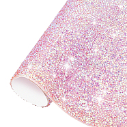 Glitter Resin Hotfix Rhinestone(Adhesive On The Back), Rhinestone Trimming, Costume Accessories, Rectangle, Pink, 39.5x23.5x0.3cm(DIY-WH0166-23G)