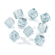 Glass K9 Glass, Imitation Austrian Crystal Beads, Faceted, Square, Light Sky Blue, 7x7x7mm, Hole: 1mm(GLAA-H024-14I)