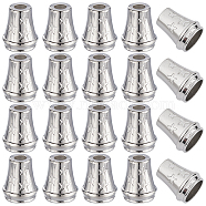 30Pcs Alloy Cord End, Cone with Star, Bag & Cloth Making Supplies, Platinum, 14.5x12mm, Hole: 3.7mm, Inner Diameter: 9mm(FIND-GF0005-80P)