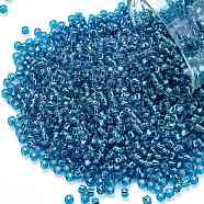 TOHO Round Seed Beads, Japanese Seed Beads, (23C) Dark Aquamarine Silver Lined, 11/0, 2.2mm, Hole: 0.8mm, about 50000pcs/pound(SEED-TR11-0023C)