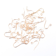 Iron Earring Hooks, Ear Wire, with Horizontal Loop, Light Gold, 19x16mm, Hole: 2mm, pin: 0.8mm(X-IFIN-T001-04KC)