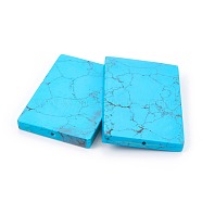 Synthetic Turquoise Beads, Rectangle, 65~66x44.5~45x6.5~7mm, Hole: 2mm(G-E511-04A)