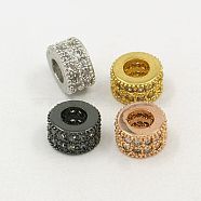 Brass Cubic Zirconia Beads, Rondelle, Mixed Color, 4x6mm, Hole: 3mm(ZIRC-F001-108)