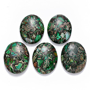 Synthetic Gold Line Imperial Jasper Cabochons, Dyed, Oval, Green, 40x30x7.5~8.5mm(G-R457-02E)