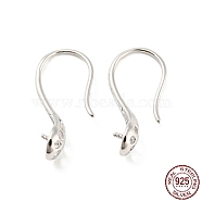 925 Sterling Silver Hoop Earring Findings, for Half Drilled Baroque Pearl Beads, Silver, 20.5x5.5mm, Pin: 0.8mm(STER-H107-11S)
