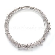 Brass Necklace Making, Platinum Color, about 1.5mm wide, 14cm inner diameter, Ball: 6mm(KK522-NF)