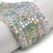 Electroplate Glass Beads Strands, Full Rainbow Plated, Faceted, Cube, Light Green, 2~2.5x2.5~3x2.5~3mm, Hole: 0.8mm, about 186pcs/strand, 18.31''(46.5cm)(EGLA-F121-FR-B03)