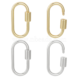 4Pcs 2 Colors Brass Screw Carabiner Lock Charms, for Necklaces Making, Oval, Mixed Color, 25.5x14x2mm, Screw: 6.5x4.5mm, 2pcs/color(KK-UN0002-03)