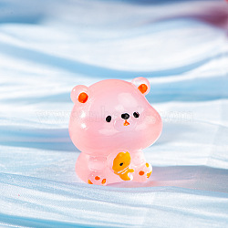 Luminous Resin Bear Figurines Ornaments, Glow in the Dark, Micro Landscape Car Home Desktop Decorations, Pink, 31x28mm(PW-WG17306-03)