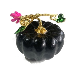 Natural Obsidian Carved Healing Pumpkin Figurines, Reiki Energy Stone Display Decorations, 60x55mm(PW-WG23464-01)