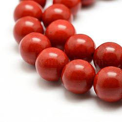 Synthetic Coral Beads Strands, Dyed, Round, Red, 12mm, Hole: 1mm, about 33pcs/strand, 15.7 inch(40cm)(CORA-J002-12mm)