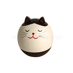 Wood Tumbler Toy Sculpture, for Home Office Desktop Decoration, Cat Shape, 60x50mm(PW-WG29291-05)