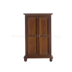 Mini Wood Wardrobe, 3 Layer Closet with Double Door, Dollhouse Furniture Accessories, for Miniature Bedroom, Saddle Brown, 40x98x144mm(MIMO-PW0001-023C)
