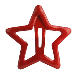 Hair Accessories Iron Snap Hair Clips, with Enamel, Star, Dark Red, 30x30mm(OHAR-PW0001-063-14)