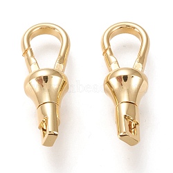 Brass Keychain Clasp Findings, Long-Lasting Plated, Real 18K Gold Plated, 23.5x8x7.3mm, Hole: 1.6mm and 5x9.5mm(KK-F820-38G)