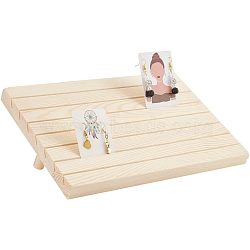 7-Slot Wooden Place Card Display Stands, for Postcards, Earring Display Cards Holder, Undyed, Rectangle, Bisque, 29x19x2cm, about 3pcs/set(ODIS-WH0029-52A)