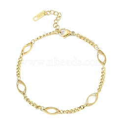 Ion Plating(IP) 304 Stainless Steel Horse Eye Link Bracelets for Women, Golden, 6-1/2 inch(16.5cm)(BJEW-K254-05G)